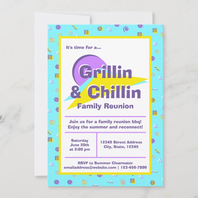 Invitación Grillín y Chillin Family Reunion BBQ Cookout (Anverso)
