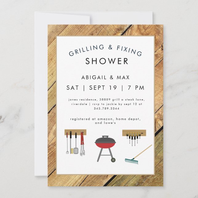 Invitación Grilling & Fixin Couples Wedding Shower II (Anverso)