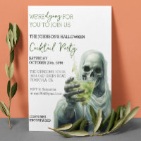 Grim Reaper Cocktail Halloween Party Watercolor