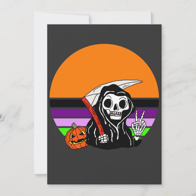 Invitación Grim Reaper - Halloween Sunset Jack O'Lantern (Anverso)