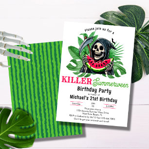 Invitación Grim Reaper Watermelon Summerween Birday Party