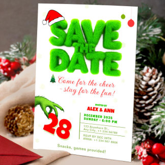Invitación Grinch Style Save The Date Christmas New Year