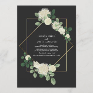 Invitación Gris botánico floral Boda virtual de transmisión e