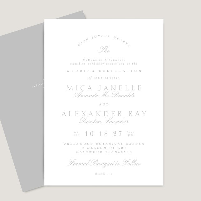 Invitación Gris claro | Boda de caligrafía clásica (Subido por el creador)