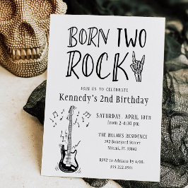Invitación Gris claro nacido dos guitarras de rock segundo cu