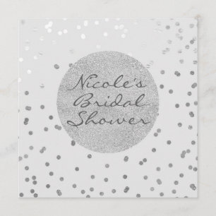 Invitación Gris Claro y Plateado Brillante Confeti Puntos Mod