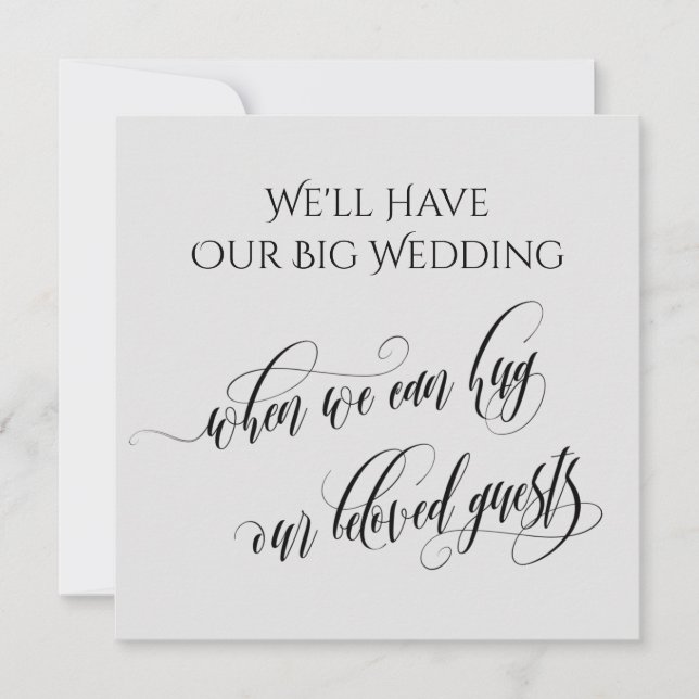 Invitación Gris Cuando Podemos Abrazarte Boda Pospuesto (Anverso)