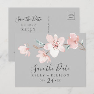 Invitación Gris de cerezo de primavera salva la postal de fec