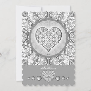 Invitación Gris de encaje cerámico