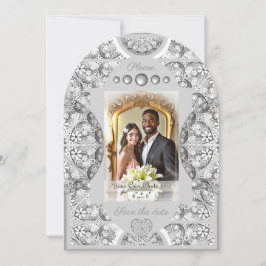 Invitación Gris de encaje cerámico