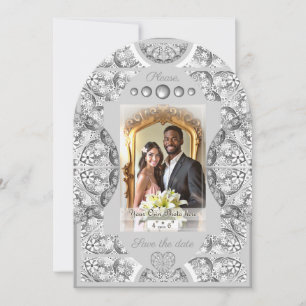 Invitación Gris de encaje cerámico