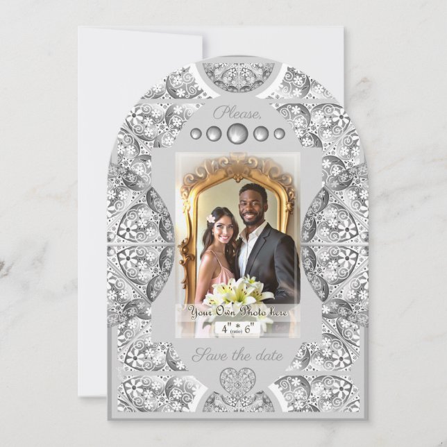 Invitación Gris de encaje cerámico (Anverso)