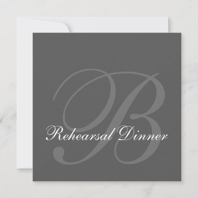 Invitación gris de la boda de la cena del ensayo (Anverso)