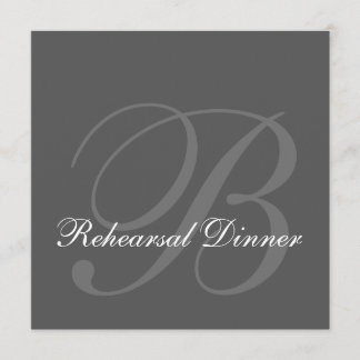 Invitación gris de la boda de la cena del ensayo