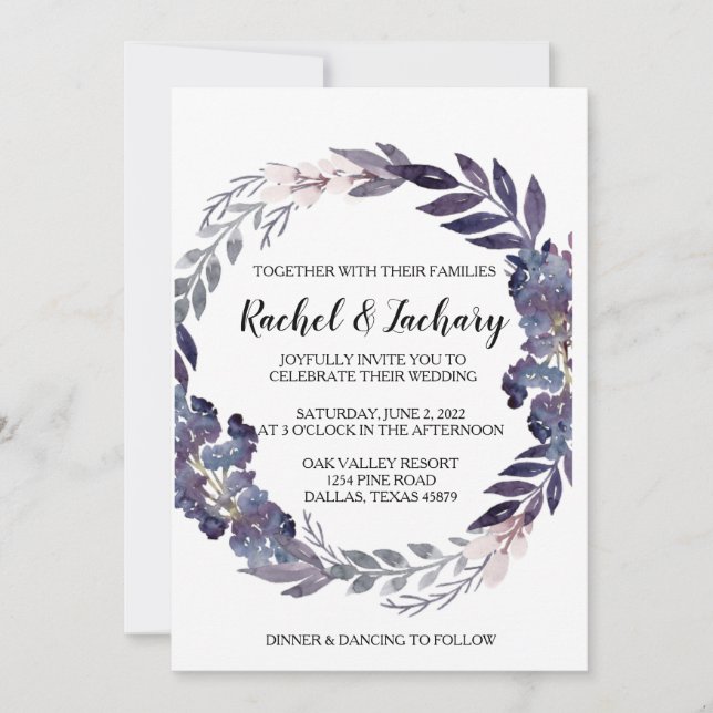 Invitación gris de la boda del ciruelo (Anverso)