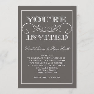 Invitación gris de la boda del remolino moderno