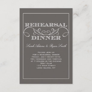 Invitación gris de la cena del ensayo del remolino