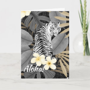 Invitación Gris de la jungla de palma en Hawái del tigre trop