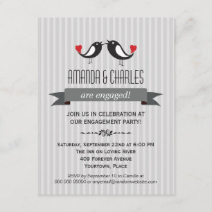 Invitación gris del fiesta de compromiso de los