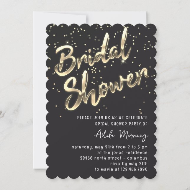 Invitación Gris del guión de la ducha de novia de Confetti do (Anverso)