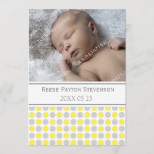 Invitación gris del nacimiento del recién nacido