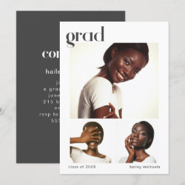 Invitación Gris del partido de graduación de tres Collages de