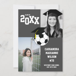 Invitación gris deportiva de graduación de fútbol
