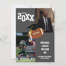 Invitación gris deportiva de graduación de fútbol