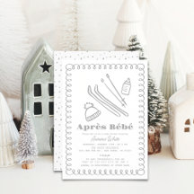 Gris Hand Drawn Après Bébé Baby Shower