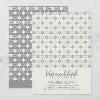 Invitación Gris Hanukkah Stars Of David Pattern Fiesta De Fes