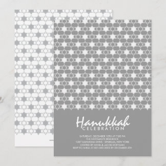 Invitación Gris Hanukkah Stars Of David Pattern Fiesta De Fes