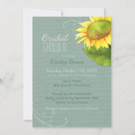 Invitación Gris Jade Sunflower Bridal Shower