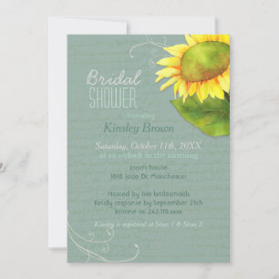 Invitación Gris Jade Sunflower Bridal Shower