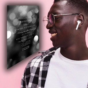 Invitación Gris metálico plateado negro Sepia Ciber formal