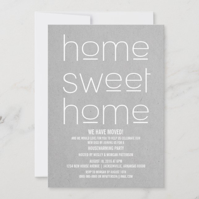 Invitación Gris Modern Sweet Home Fiesta de calentamiento de  (Anverso)