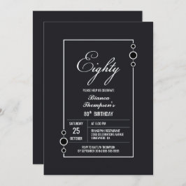 Invitación Gris moderno 80 cumpleaños