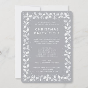 Invitación Gris moderno simple + Fiesta de Navidades blancos