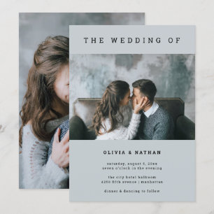 Invitación Gris moderno y mínimo Dos Bodas fotográficos