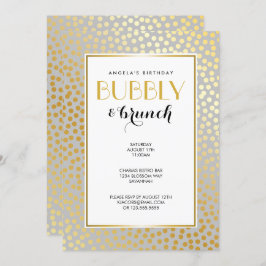 Invitación Gris moderno y oro del modelo de lunares del
