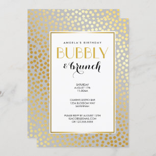Invitación Gris moderno y oro del modelo de lunares del