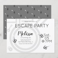 Invitación gris para fiesta de cumpleaños en escap