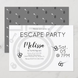 Invitación gris para fiesta de cumpleaños en escap