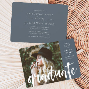 Invitación Gris pizarra Partido de Graduación por Superposi