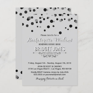 Invitación Gris plateados negros itinerarios del fin de