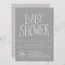 Gris Polka Dot Baby Shower Gray Modern