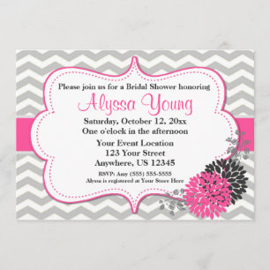 Invitación gris rosada de Chevron