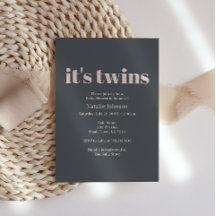 Gris rosado Typography Twins Baby Shower
