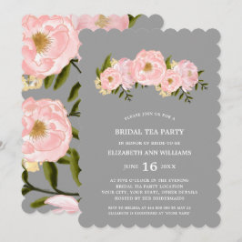 Invitación Gris | Rubor Pink Peonies Bridal Tea Fiesta