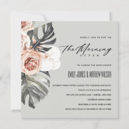 INVITACIÓN GRIS RUST MONSTERA FLORA LA MAÑANA DESPUÉS DEL BOD