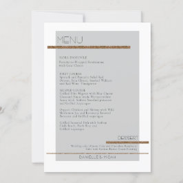 Invitación Gris Simple Geométrico Moderno Menú Blanco Oro Mue